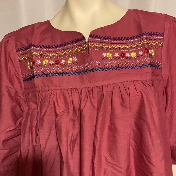 Vintage Embroidered Porch Dress Size Large - Picture 3 of 16